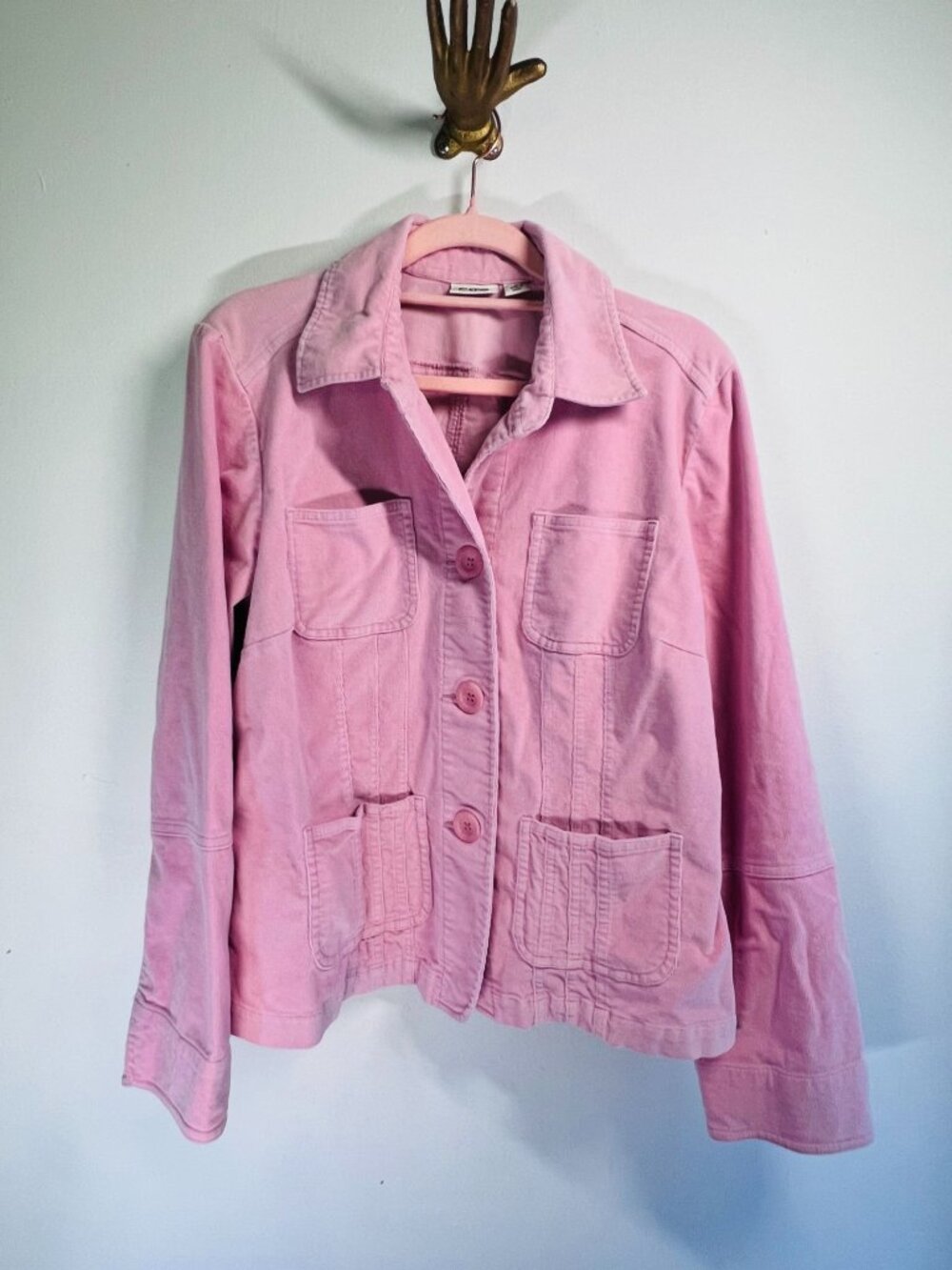 Cato Pink Corduroy Button-Up Jacket With Four Pockets Womens Size L